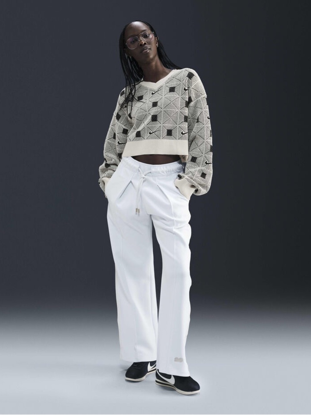 Nike Naomi Osaka Cream Knit Sweater & Matching White Track Pants